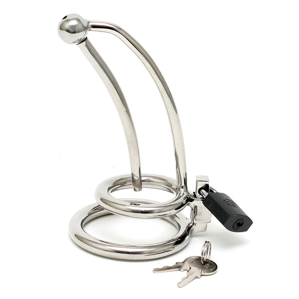 Stainless Steel Penis Lock with Curved Urethral Tube – Urethral Stretcher and Cockring > Bondage Gear > Male Chastity - Tophatter Daily Deals