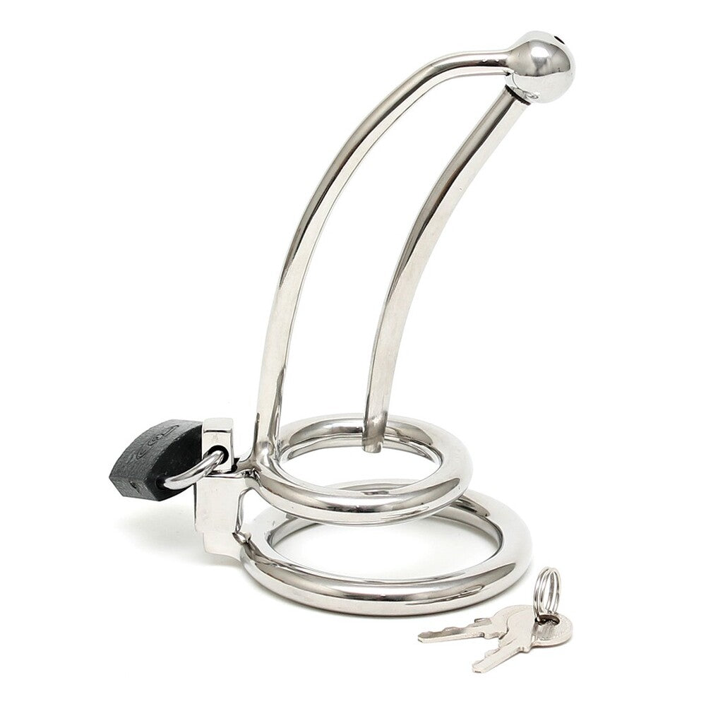 Stainless Steel Penis Lock with Curved Urethral Tube – Urethral Stretcher and Cockring > Bondage Gear > Male Chastity - Tophatter Daily Deals