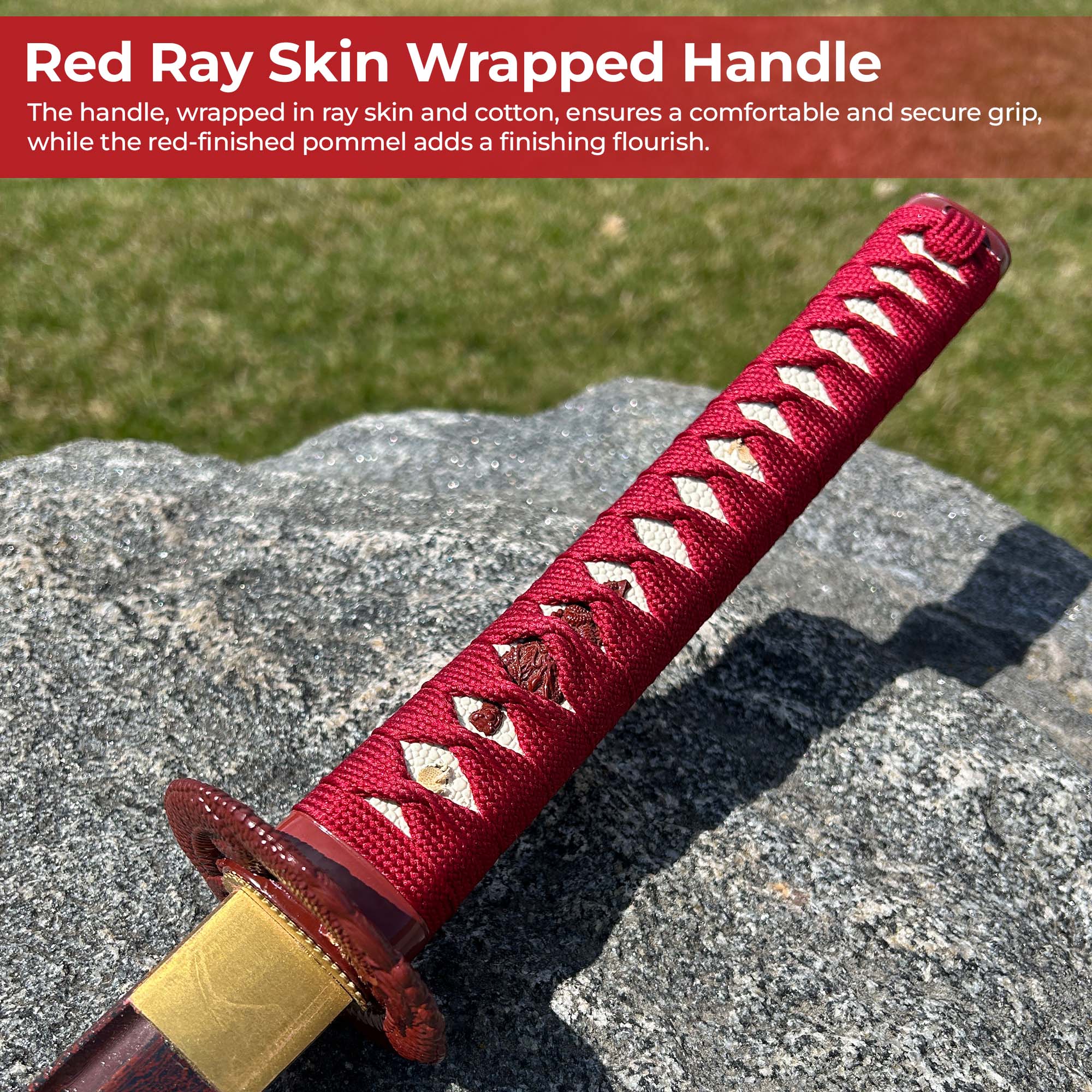 Rare Red Damascus Steel Katana Swords - Tophatter Daily Deals