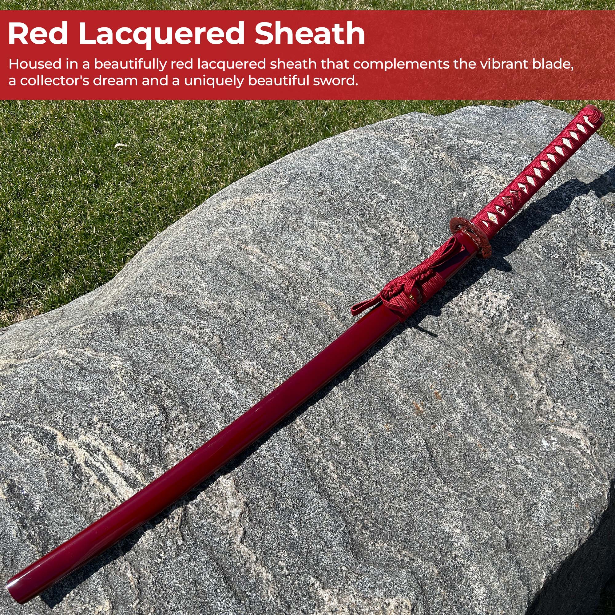 Rare Red Damascus Steel Katana Swords - Tophatter Daily Deals