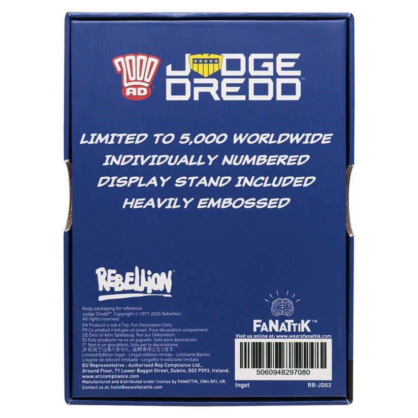 2000 AD - Judge Dredd Comic Book Cover Ingot Replica Coin - Tophatter Daily Deals