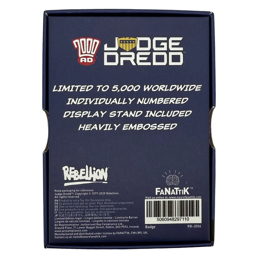2000 AD Judge Dredd Badge Replica