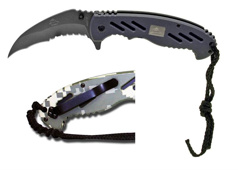 Tactical Karambit Spring Assist Knife G10 Handle With Paracord - Tophatter Daily Deals