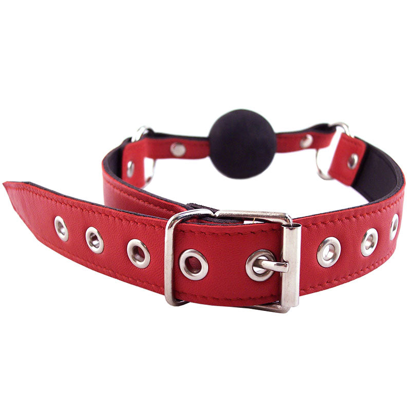 Rouge Garments Leather Ball Gag Adjustable Strap – 5.5 Inch Circumference Gag > Bondage Gear > Gags and Bits - Tophatter Daily Deals