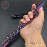 Butterfly Knife TRAINER Dull Balisong w/ Spring Latch - Rainbow Knife-Balisong - Tophatter Daily Deals
