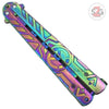 Hieroglyphic Rainbow Training Butterfly Knife Dull w/ Spring Latch Rainbow Knife-Balisong - Tophatter Daily Deals
