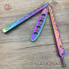 Hieroglyphic Rainbow Training Butterfly Knife Dull w/ Spring Latch Knife-Balisong - Tophatter Daily Deals