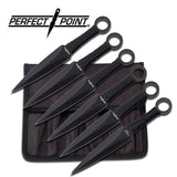 Kunai Throwing Knives w/ Ring and Sheath - Assorted Sizes/Colors 6" Black - 6 PC Set (Perfect Point) Knife-Thrower - Tophatter Daily Deals