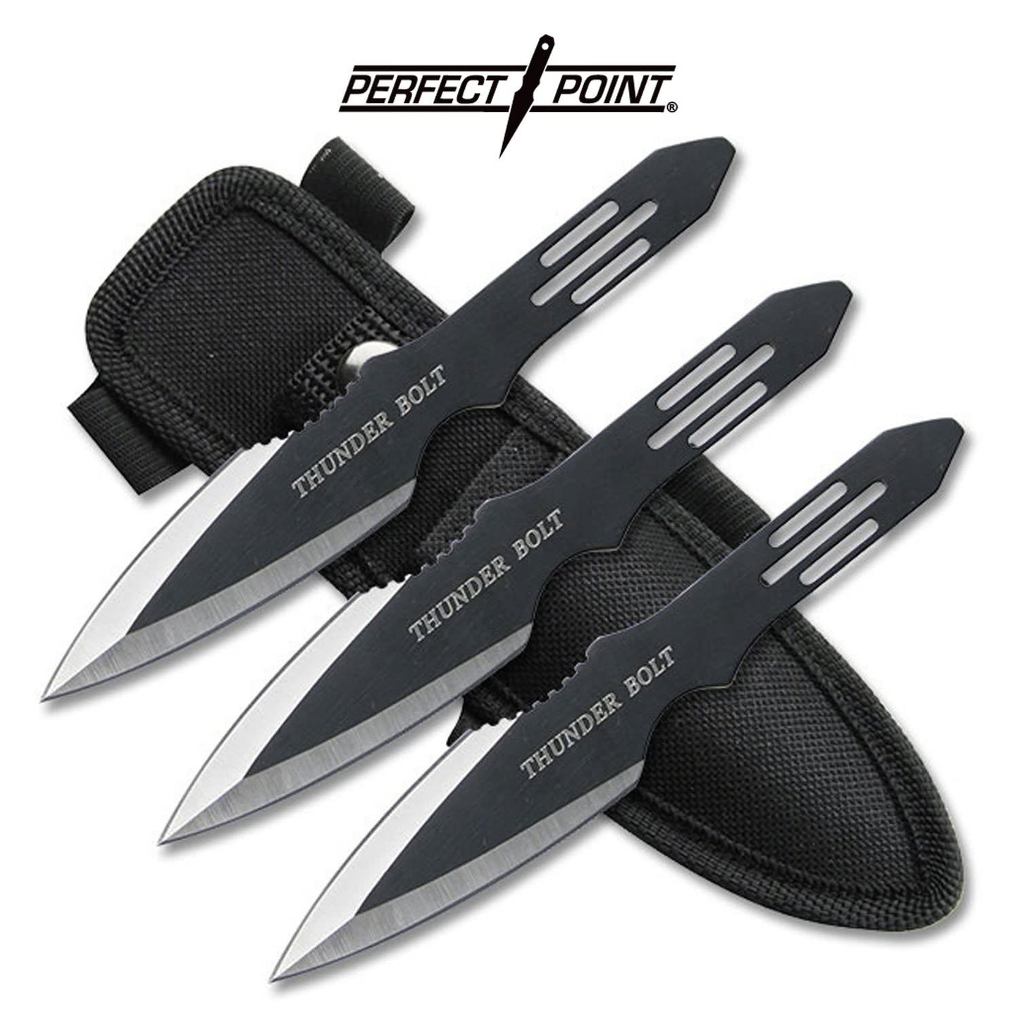 Black Ultimate Zues's ThunderBolt Throwing Knives 3 Pc Set - Tophatter's Army Products & Self Defense Collectible Weapons - Tophatter Daily Deals