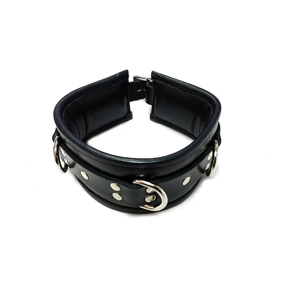 Rouge Garments Leather Padded Collar – Adjustable 2.75 Inch Wide Collar > Bondage Gear > Collars & Leashes - Tophatter Daily Deals