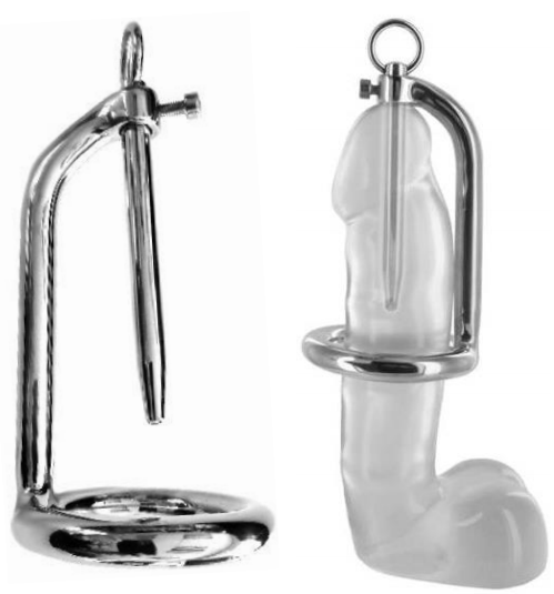Rouge Stainless Steel 45mm Chastity Ring With Urethral Stick > Sex Toys For Men > Sounding Rods - Tophatter Daily Deals
