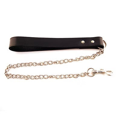 Rouge Leather Dog Lead (Black) – 11 Inch Leather Lead with Chain > Bondage Gear > Collars & Leashes - Tophatter Daily Deals