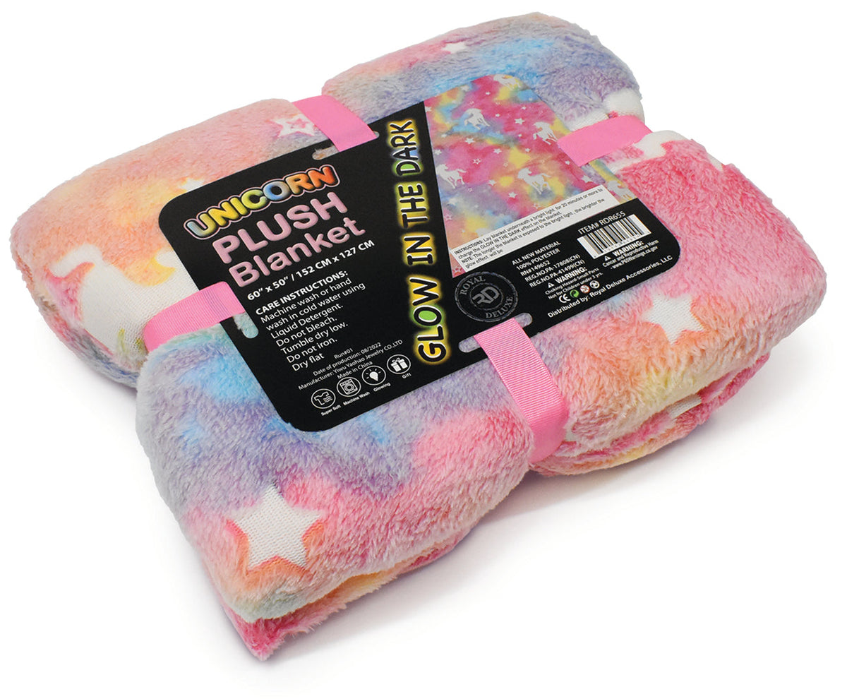 Glow in the Dark Blankets & Pillows Blanket Unicorn Bedding - Tophatter Daily Deals