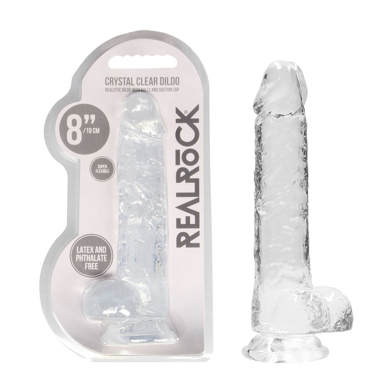 REALROCK Crystal Clear 8 Inch Realistic Dildo with Balls – Body-Safe Dildo > Dildos > Realistic Dildos - Tophatter Daily Deals