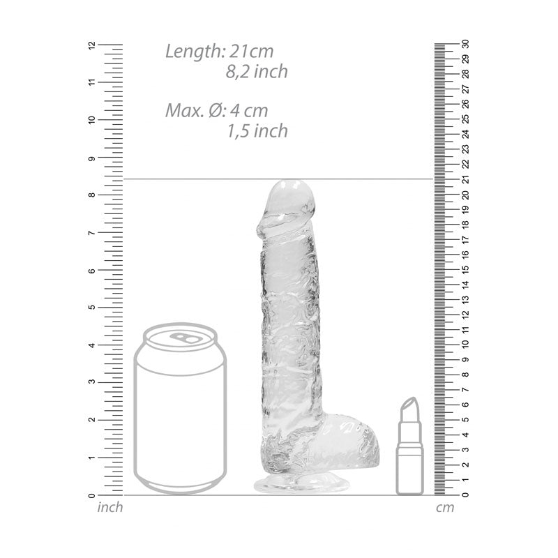 REALROCK Crystal Clear 8 Inch Realistic Dildo with Balls – Body-Safe Dildo > Dildos > Realistic Dildos - Tophatter Daily Deals
