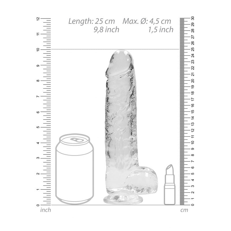 RealRock Crystal Clear 9 Inch Realistic Dildo With Balls – Body-Safe Dildo > Dildos > Realistic Dildos - Tophatter Daily Deals
