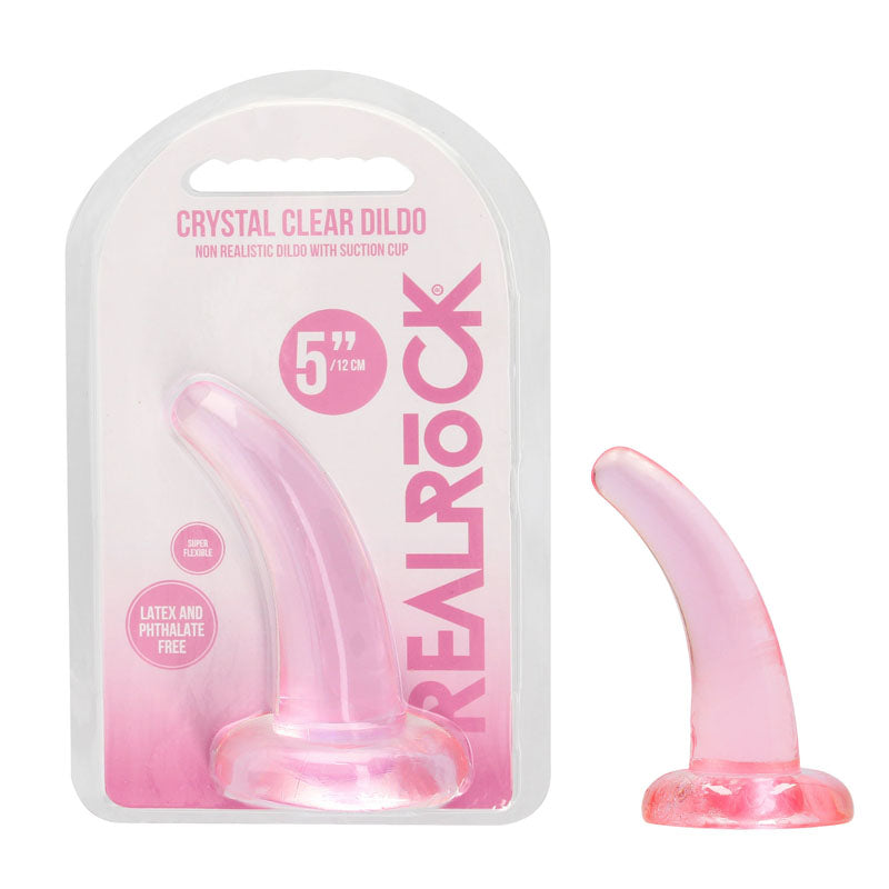 RealRock Crystal Clear Curved Dildo With Suction Cup – 11.5 cm Dildo > Dildos > Slim Dildos - Tophatter Daily Deals
