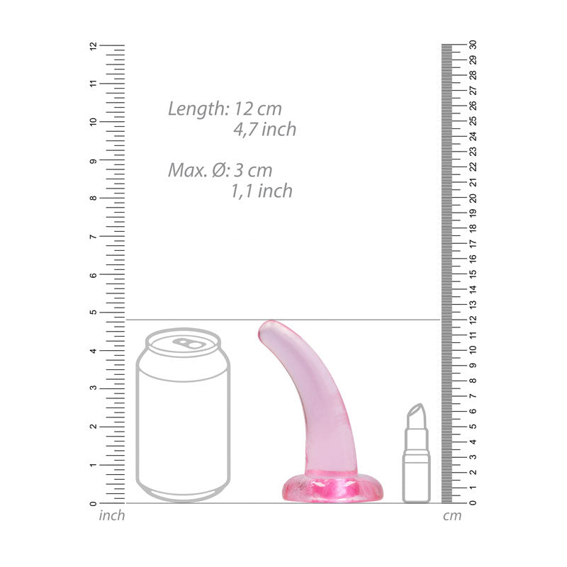 RealRock Crystal Clear Curved Dildo With Suction Cup – 11.5 cm Dildo > Dildos > Slim Dildos - Tophatter Daily Deals