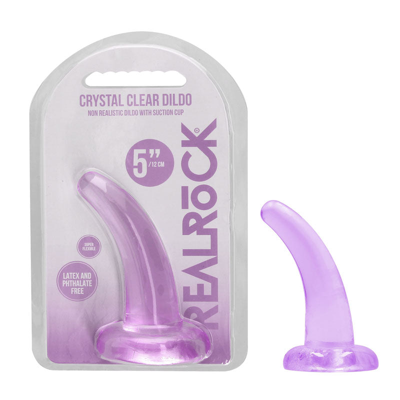 REALROCK Crystal Clear Curved Dildo With Suction Cup – 11.5 cm Dildo > Dildos > Slim Dildos - Tophatter Daily Deals