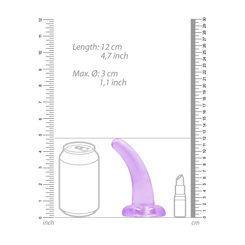 REALROCK Crystal Clear Curved Dildo With Suction Cup – 11.5 cm Dildo > Dildos > Slim Dildos - Tophatter Daily Deals