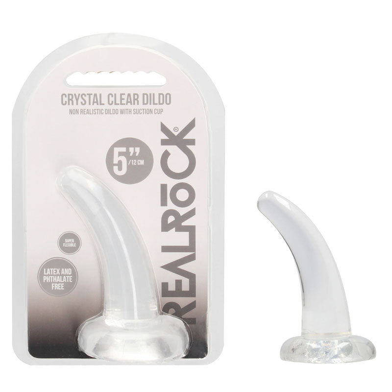 REALROCK Crystal Clear Curved Dildo 11.5 cm With Suction Cup > Dildos > Slim Dildos - Tophatter Daily Deals