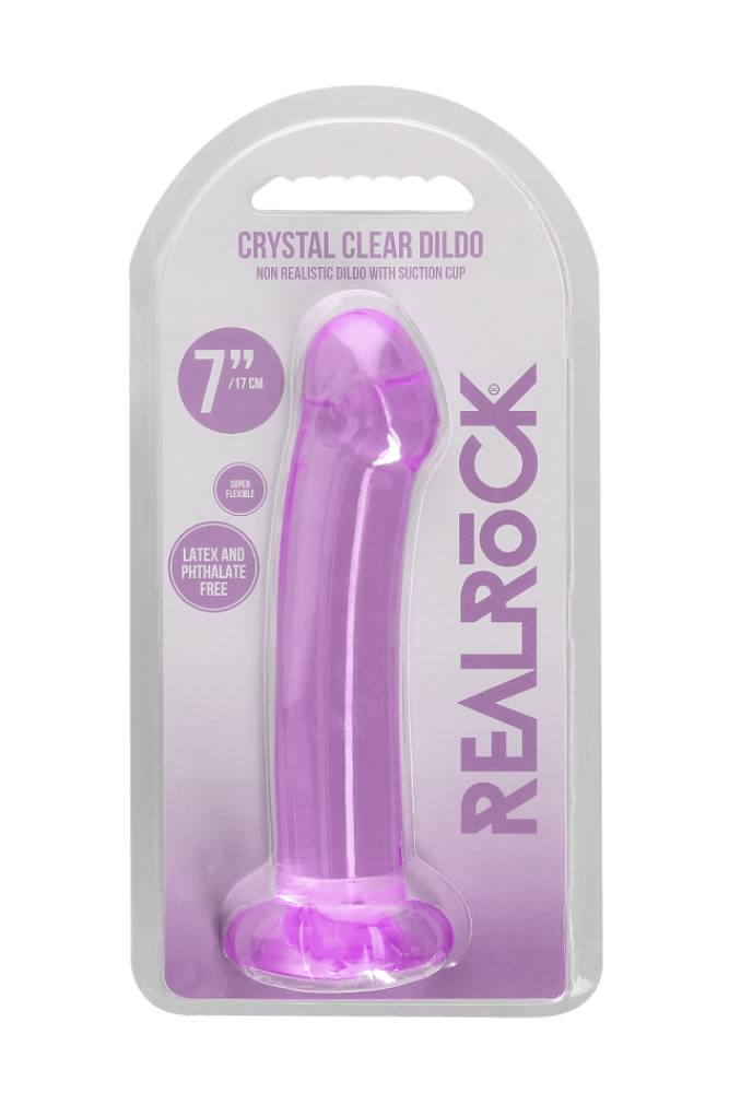 Shots Toys - RealRock - 7" Crystal Clear Non-Phallic Dildo - Purple Sex Toy - Tophatter Daily Deals