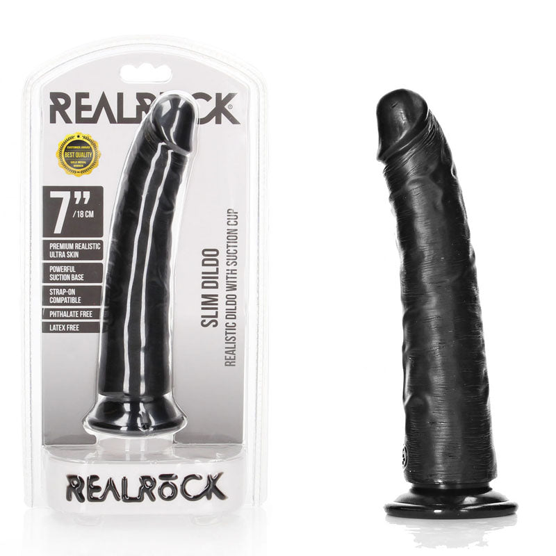 RealRock Realistic Slim Dildo with Suction Cup – 18cm Dildo > Dildos > Slim Dildos - Tophatter Daily Deals