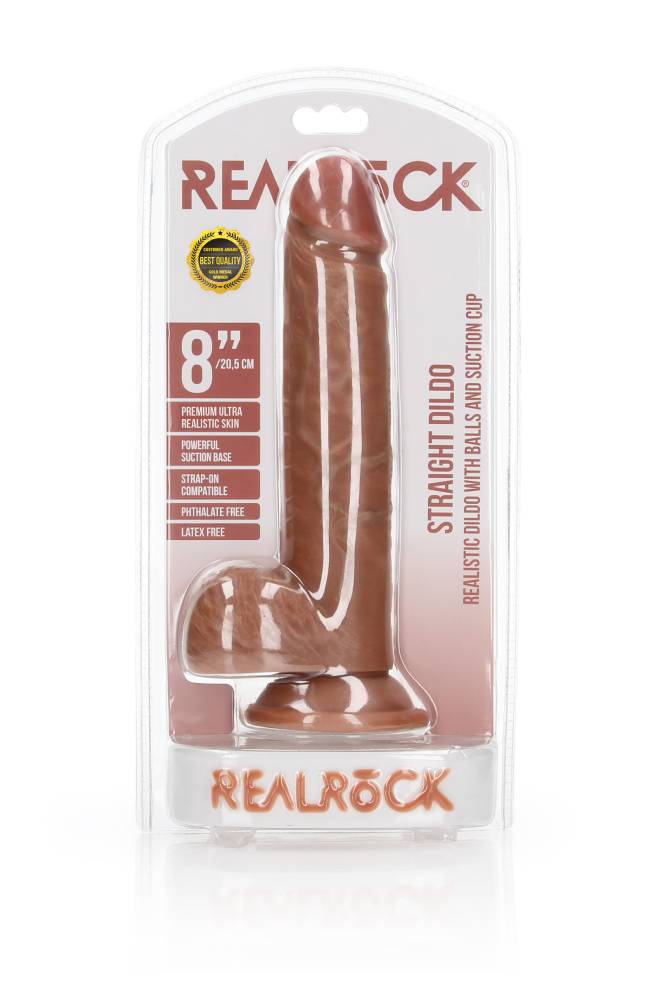 Shots Toys - RealRock - 8" Straight Dildo with Balls - Various Colors Sex Toy - Tophatter Daily Deals