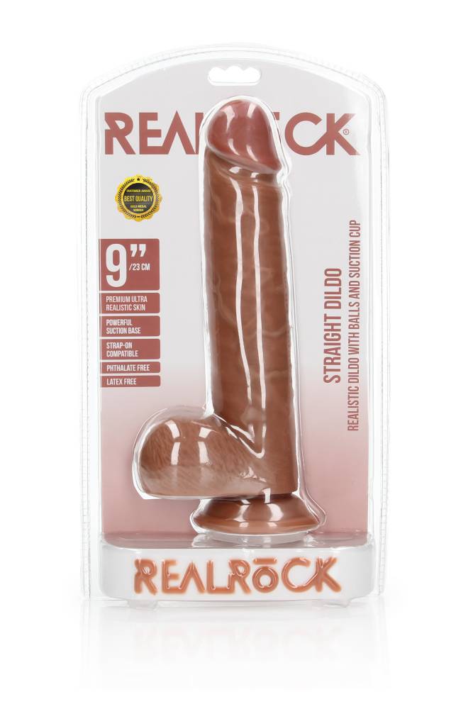 Shots Toys - RealRock - 9" Straight Dildo with Balls - Various Colors Sex Toy - Tophatter Daily Deals