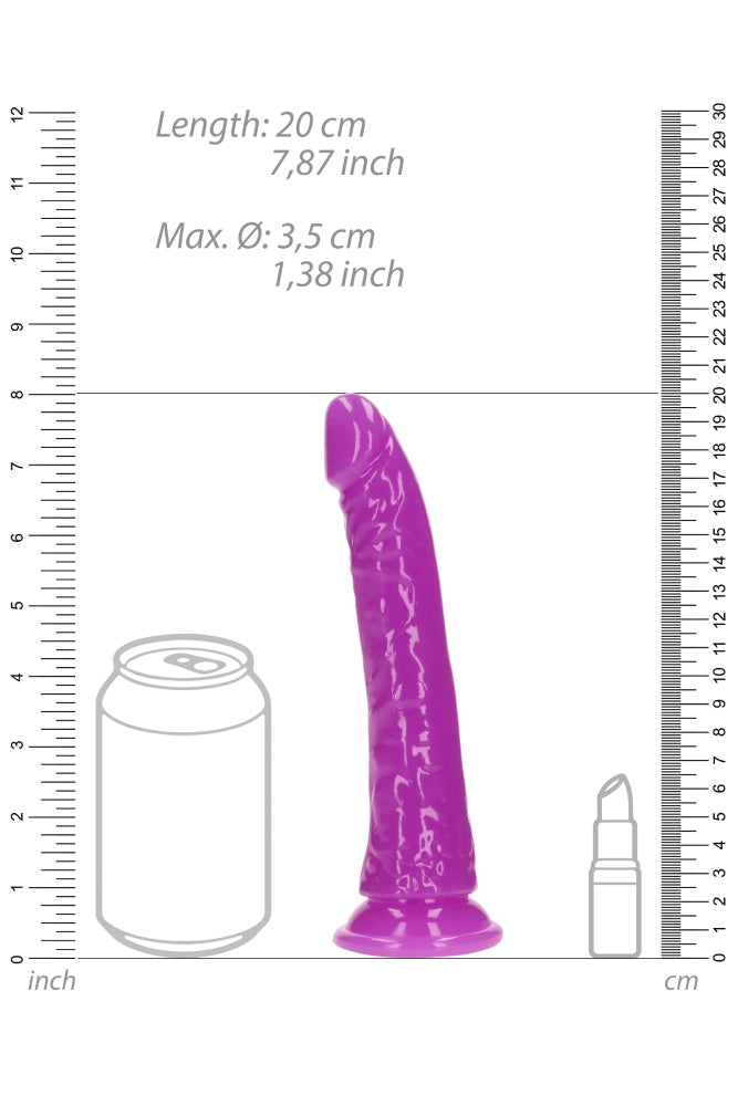 Shots Toys - RealRock - 7" Glow in the Dark Slim Realistic Dildo with Suction Cup - Purple Sex Toy - Tophatter Daily Deals