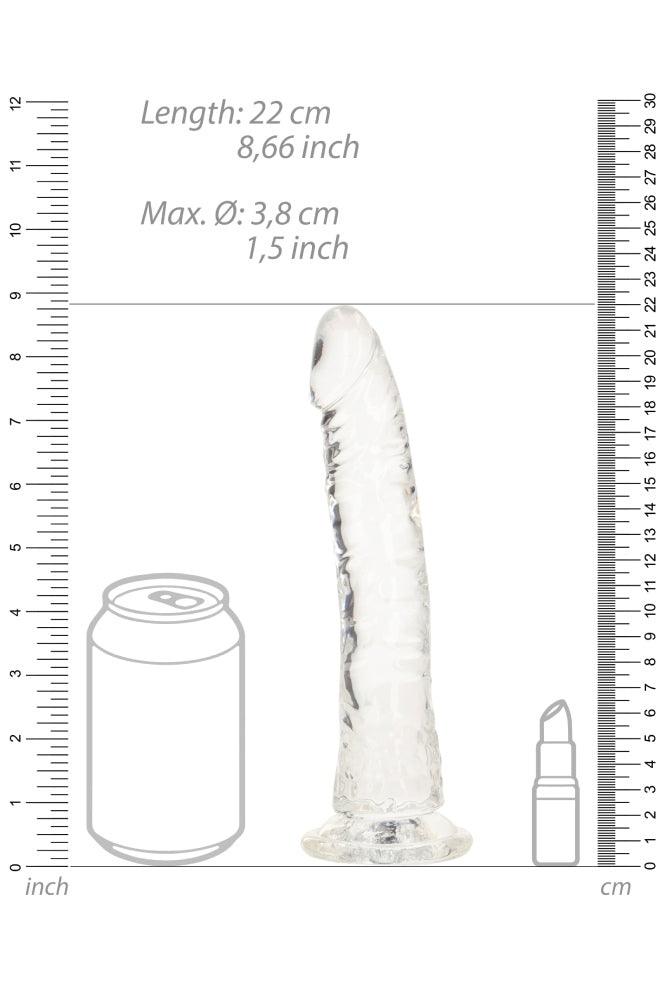 Shots Toys - RealRock - 8" Slim Realistic Dildo with Suction Cup - Clear Sex Toy - Tophatter Daily Deals
