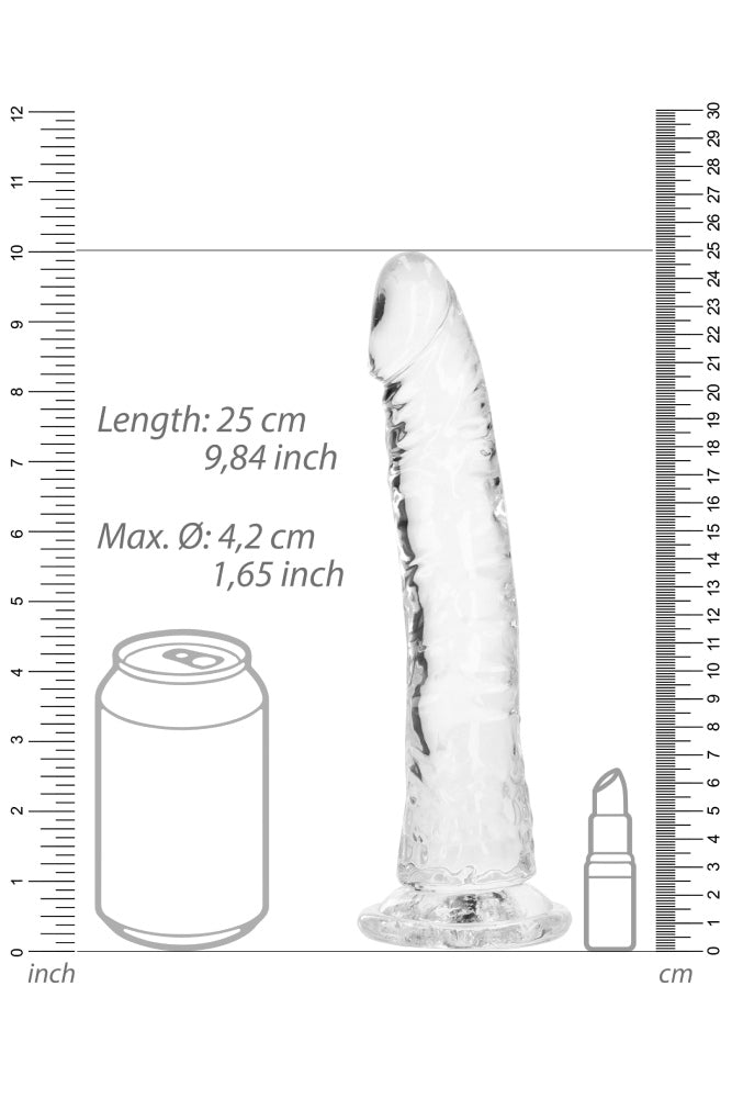 Shots Toys - RealRock - 9" Slim Realistic Dildo with Suction Cup - Clear Sex Toy - Tophatter Daily Deals