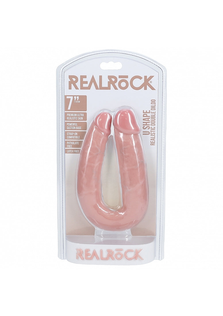 RealRock 7 Inch U Shaped Double Dildo Pink Realistic Skin > Dildos > Double Dildos - Tophatter Daily Deals