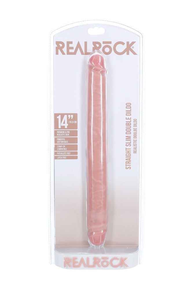 Shots Toys - RealRock - Slim Double Ended Dong - Various Sizes & Colors 14 inch Peach Sex Toy - Tophatter Daily Deals