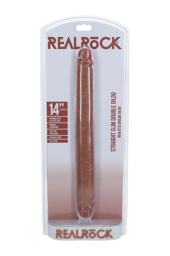 Shots Toys - RealRock - Slim Double Ended Dong - Various Sizes & Colors 14 inch Tan Sex Toy - Tophatter Daily Deals