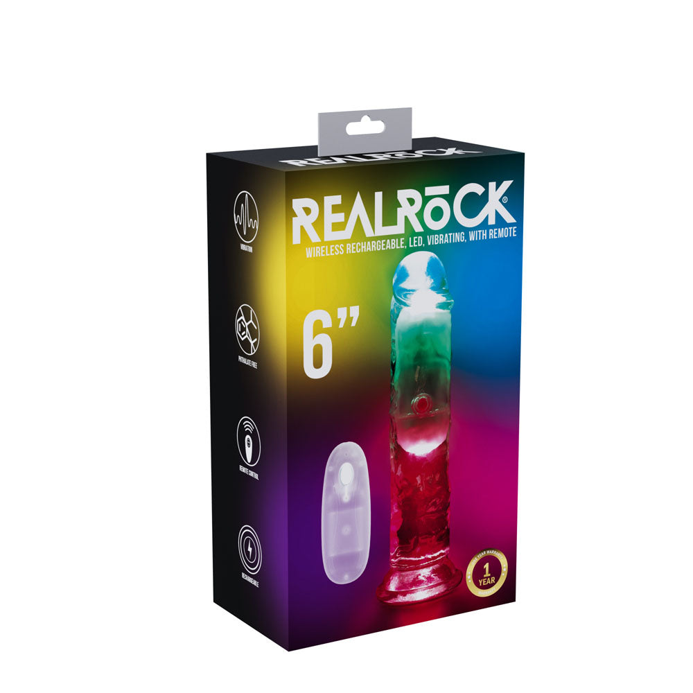 Realrock 6 Inch Clear Wireless LED Vibrating Dong > Vibrators > Realistic Vibrators - Tophatter Daily Deals