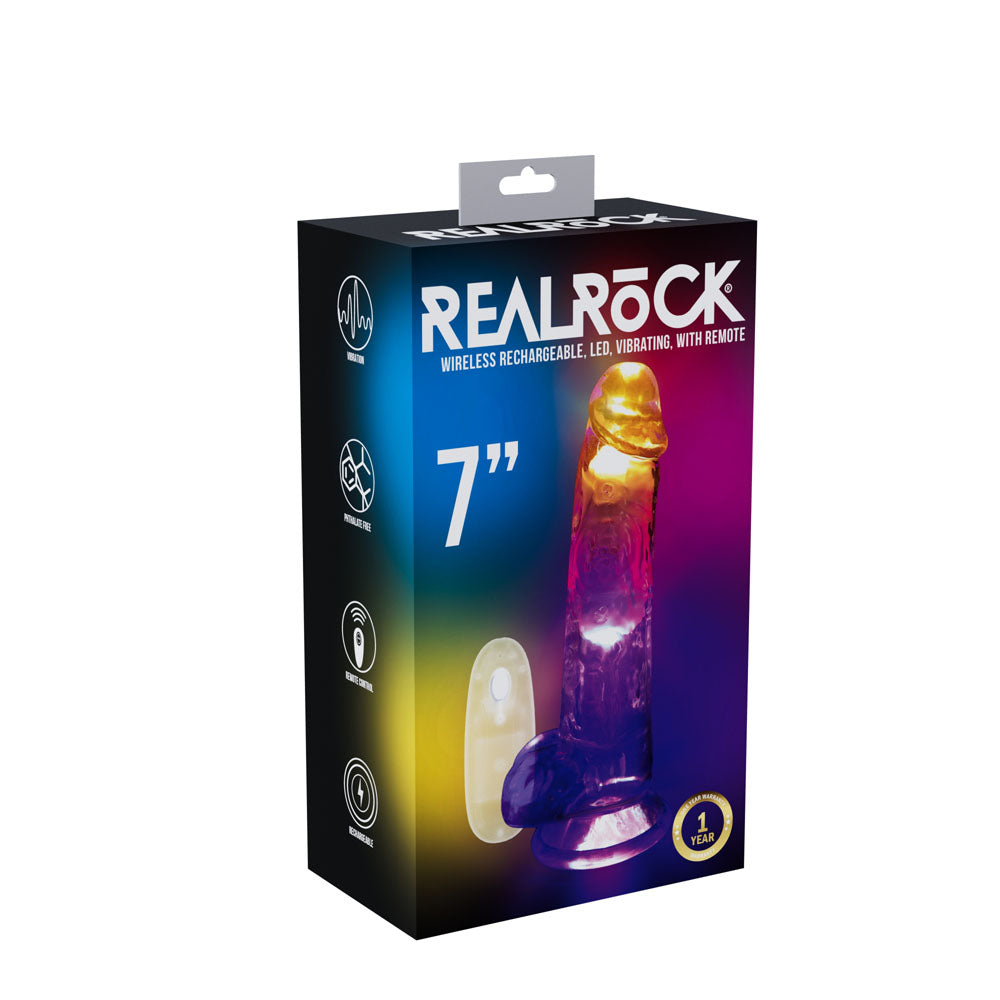 Realrock 7 Inch Clear LED Vibrating Dong with Remote Control > Vibrators > Realistic Vibrators - Tophatter Daily Deals