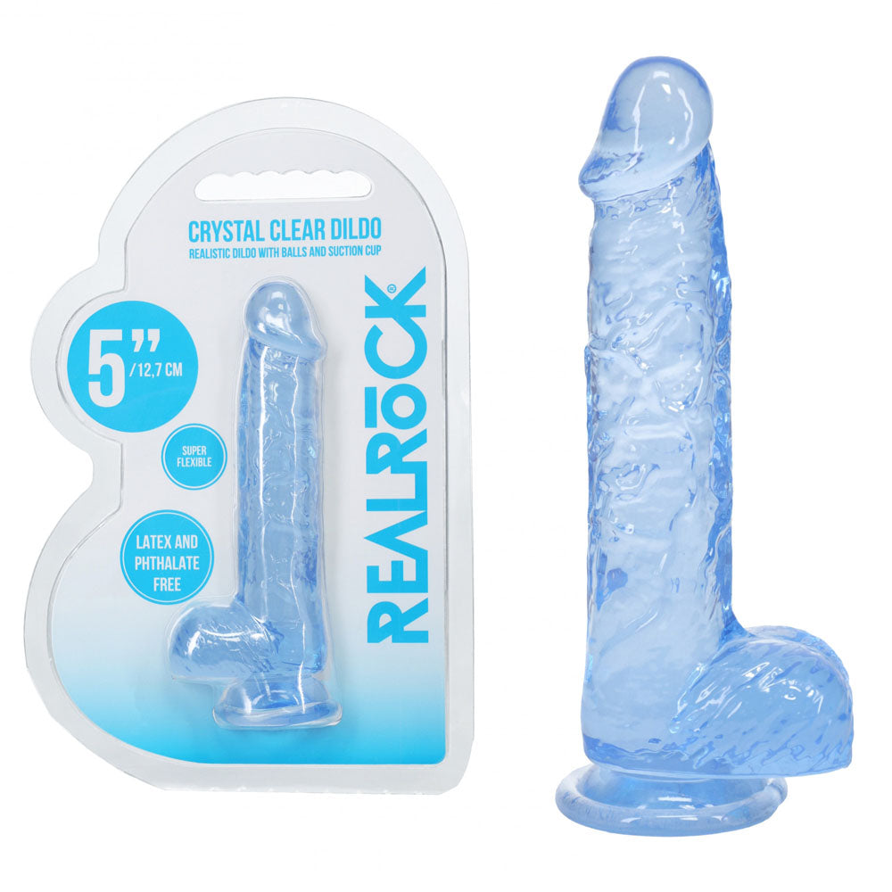 RealRock Crystal Clear (Clear) – 5 Inch Suction Cup Dildo With Balls > Dildos > Slim Dildos - Tophatter Daily Deals