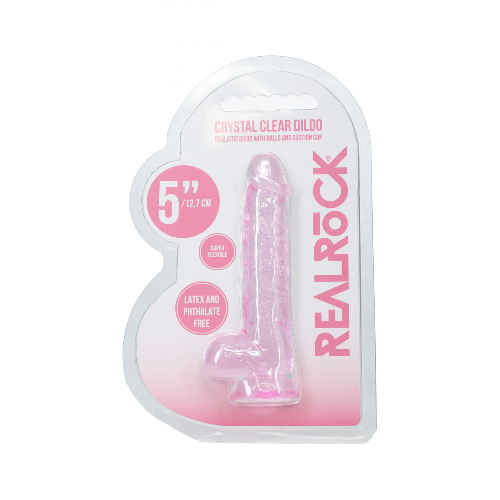 Realrock Crystal Clear (Clear) – 5 Inch Suction Cup Dildo with Balls > Dildos > Slim Dildos - Tophatter Daily Deals