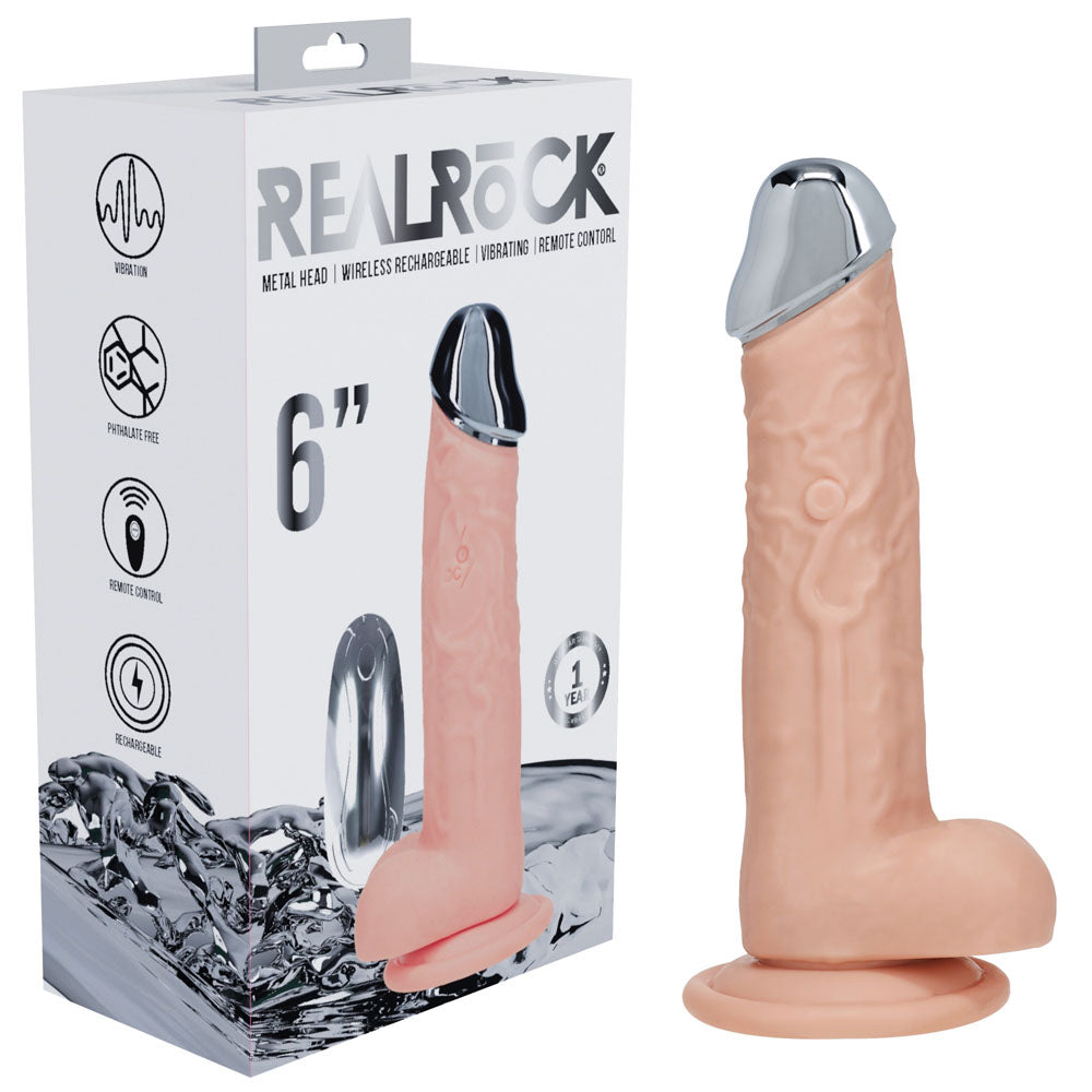 RealRock Metal Head 6 Inch Rechargeable Vibrating Dildo with Remote > Dildos > Realistic Dildos - Tophatter Daily Deals