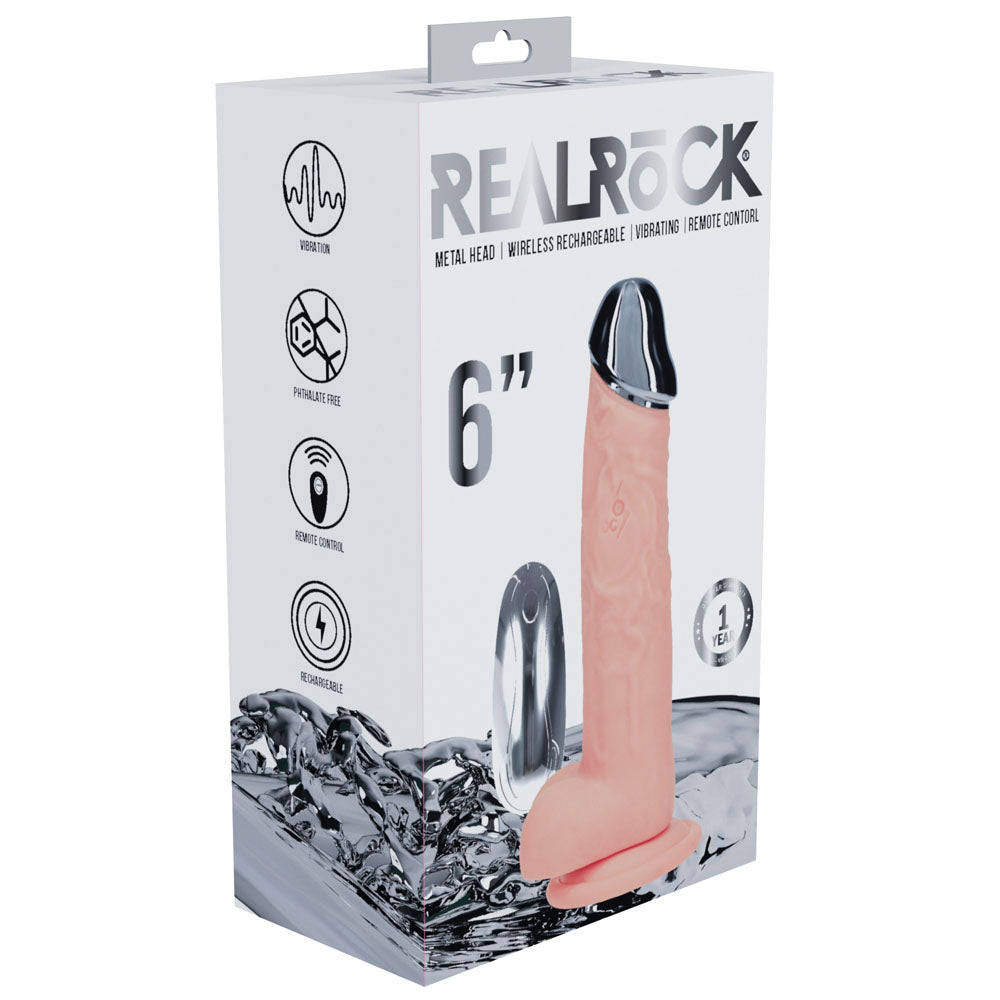 RealRock Metal Head 6 Inch Rechargeable Vibrating Dildo with Remote > Dildos > Realistic Dildos - Tophatter Daily Deals