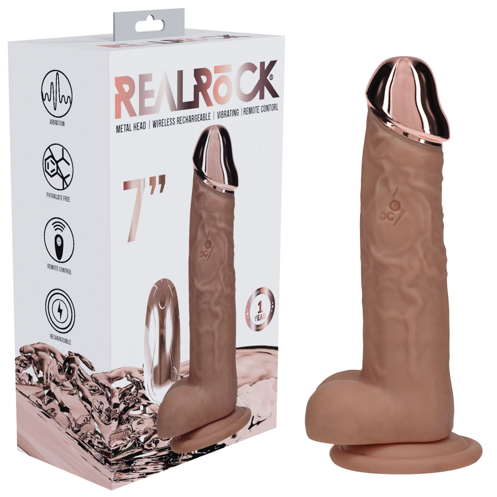 RealRock Metal Head 7 Inch Rechargeable Vibrating Dildo with Remote > Dildos > Realistic Dildos - Tophatter Daily Deals