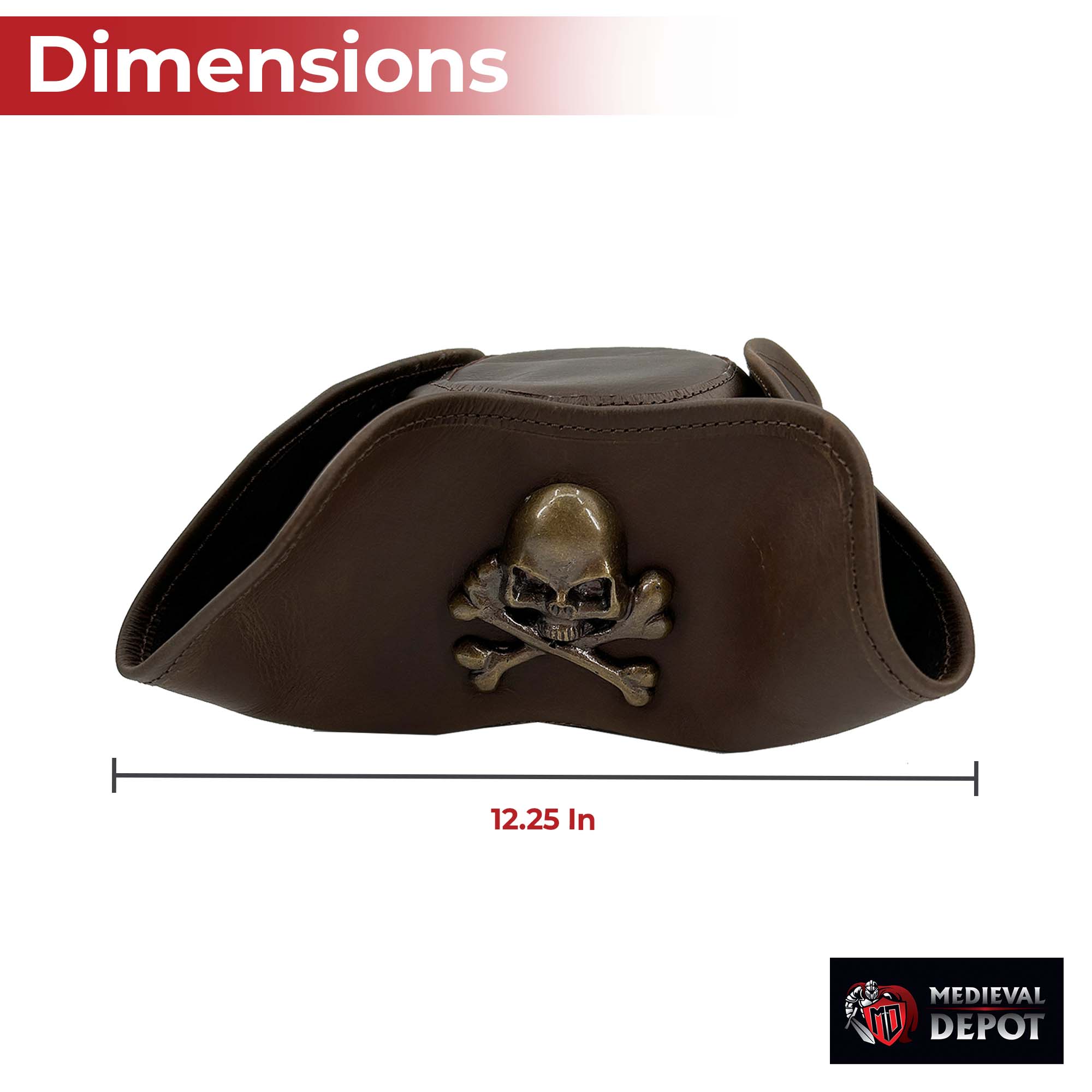 Real Leather Handmade Tricorn Pirate Hat historical period - Tophatter Daily Deals