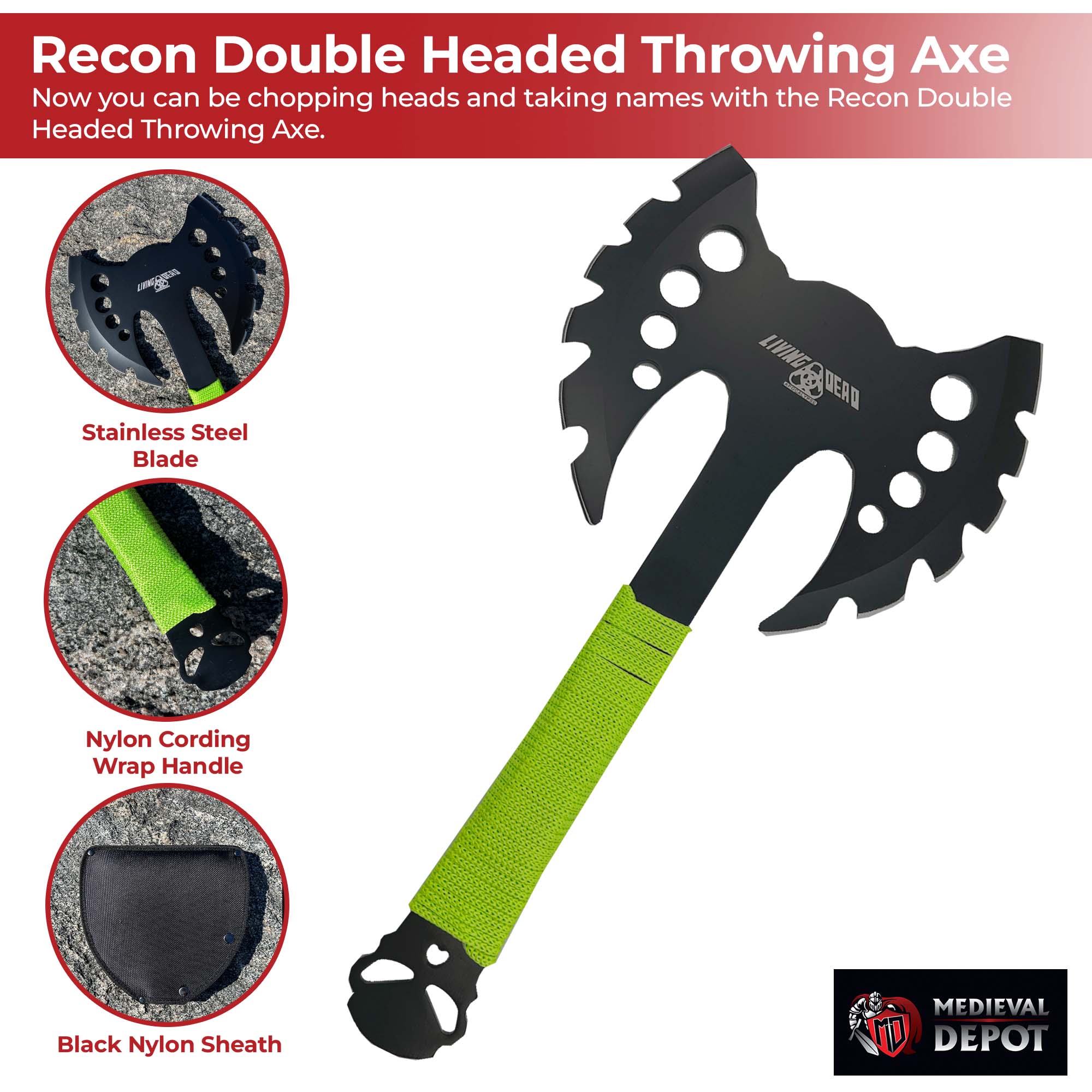 Recon Double Headed Throwing Axe outdoor gear - Tophatter Daily Deals
