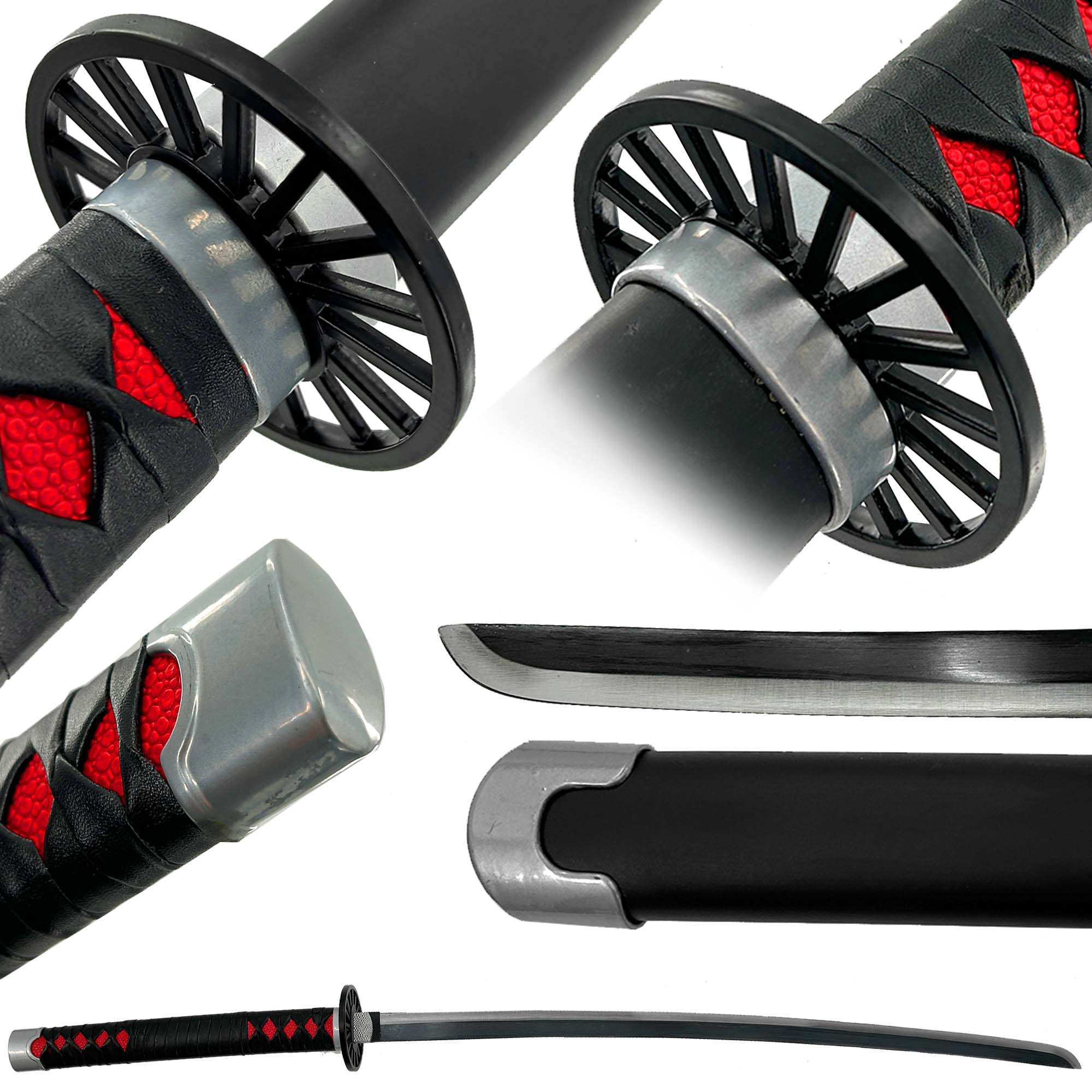 Replica Demon Slayer Katana Tanjiro's Blackened Two-Tone Blade Swords - Tophatter Daily Deals