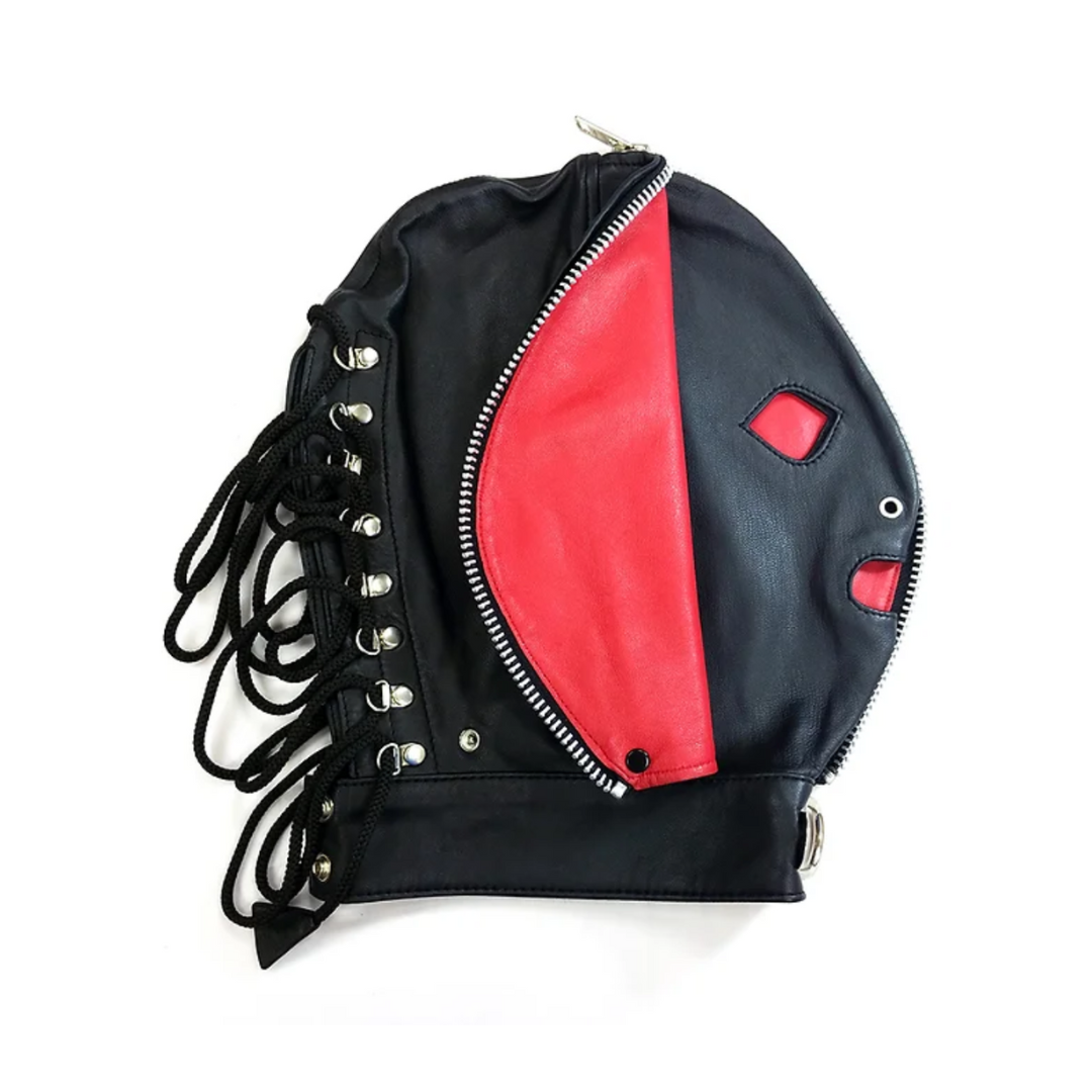 Rouge Fly Trap Mask (Black/Red) – Soft Leather Hood Mask > Bondage Gear > Masks - Tophatter Daily Deals