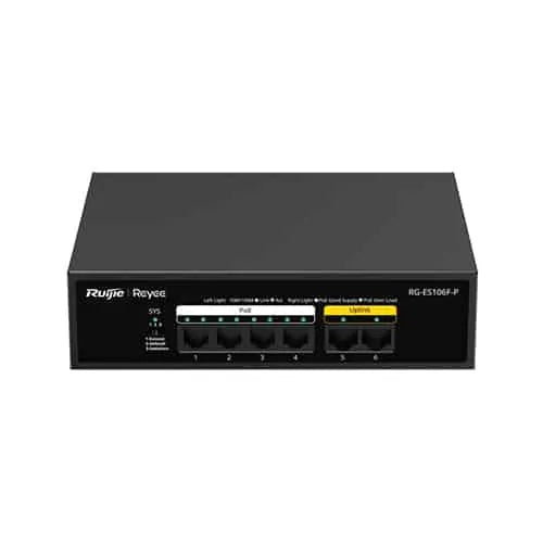 RUIJIE 6 PORT POE SWITCH  RG-ES106F-P 100MBPS - Tophatter's Army Deals CCTV - Tophatter Daily Deals