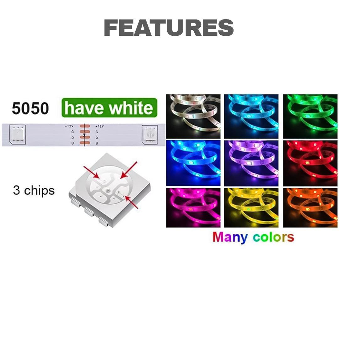 RGB LED Strip Light - 1-20M LED Strip Lights 5050 RGB Colour Changing Tape Cabinet Kitchen TV Lighting Indoor/Outdoor Decor Home - Tophatter Daily Deals