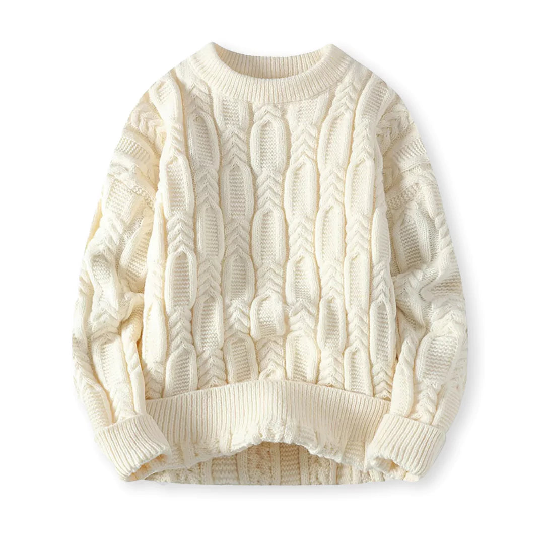 Warm Men’s Sweater - Cable Knit, Chunky, For Winter White - Tophatter Daily Deals