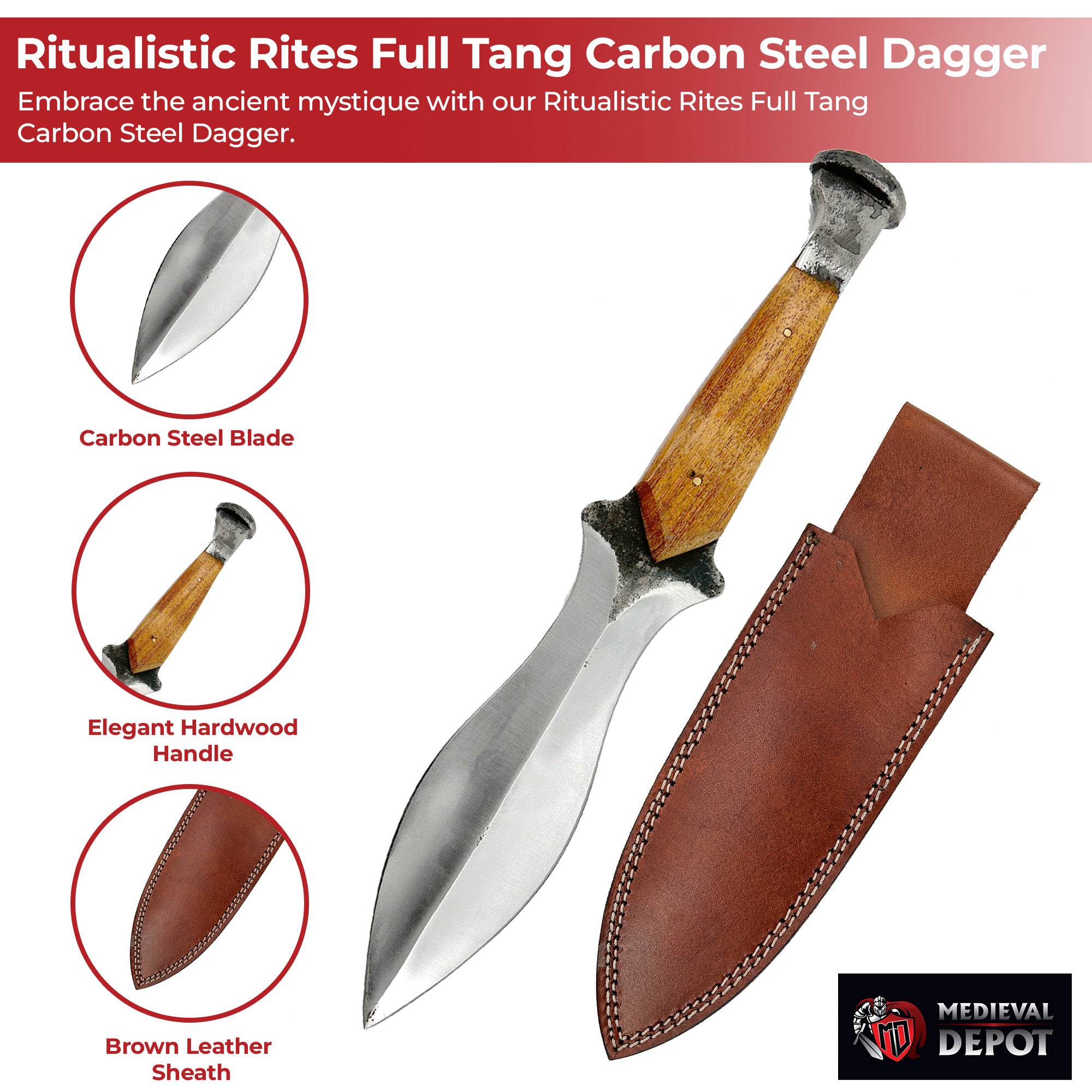 Ritualistic Rites Full Tang Carbon Steel Dagger Dagger - Tophatter Daily Deals